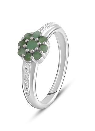 Серебряное кольцо proba с натуральным изумрудом 0.973ct, вес изделия 2,52 гр (2127604) 17.5 размер