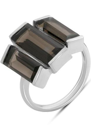 Серебряное кольцо proba с натуральным раухтопазом (дымчатым кварцем) 7.201ct, вес изделия 5,13 гр (2183587) 18 размер