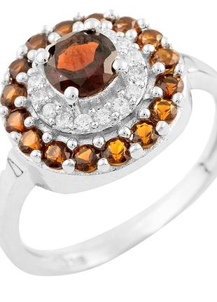 Серебряное кольцо proba с натуральным гранатом 1.59ct, вес изделия 3,32 гр (0927473) 17.5 размер