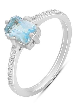 Срібне кільце proba з натуральним топазом 1.402ct, фіанітами, вага виробу 2,37 г (2194477) 18 розмір
