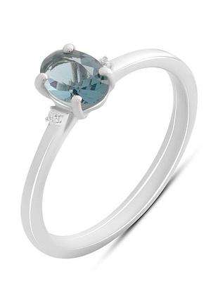 Срібне кільце proba з топазом лондон блю 0.572ct, вага виробу 1,68 г (2188629) 17.5 розмір