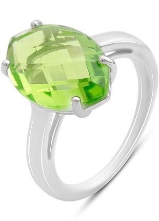 Срібне кільце proba з хризолітом 4.855ct, вага виробу 3,58 г (60002438) 17 розмір
