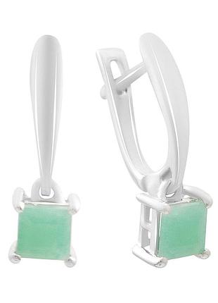 Серебряные серьги proba с натуральным изумрудом 1.13ct (2206248)
