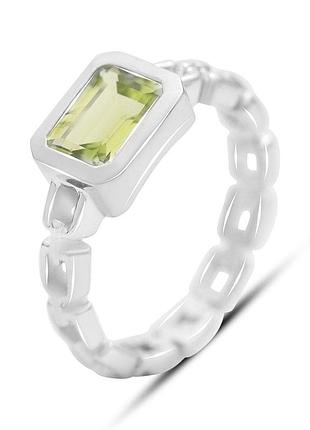 Срібне кільце proba з хризолітом 1.633ct, вага виробу 3,46 г (2174424) 17 розмір