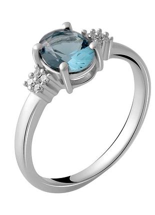 Срібне кільце proba з топазом лондон блю 0.945ct, вага виробу 2,26 г (2049081) 18.5 розмір
