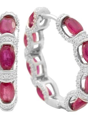 Серебряные серьги proba с натуральным рубином 14.169ct, фианитами (2205036)