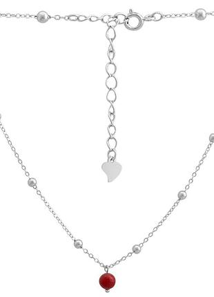 Серебряное колье proba с кораллом, вес изделия 3,09 гр (2147145) 450500 размер