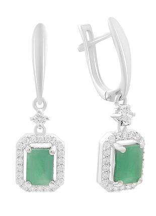 Серебряные серьги proba с натуральным изумрудом 3.044ct (2206149)