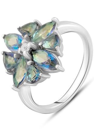 Срібне кільце proba з містик топазом 3.6ct, вага виробу 4,04 г (2118633) 18 розмір