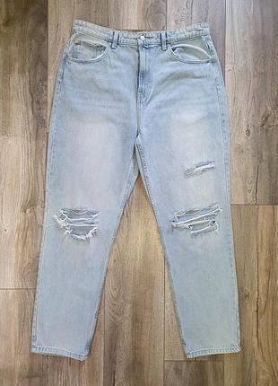 Джинсы женские sinsay светлые рваные 42 100% хлопок mom fit