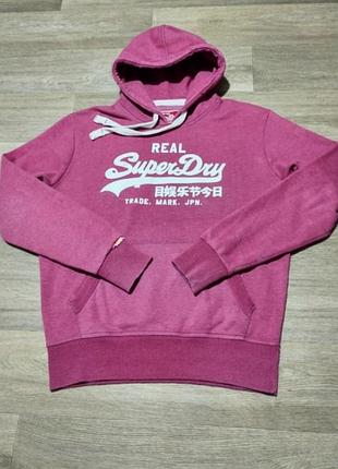 Мужское тёплое худи superdry с принтом , размер по бирке - xxl .