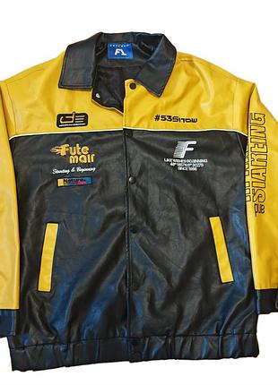 Винтажная куртка futemai f1 из экокожи, размер l, новое состояние
