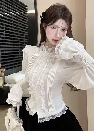 ✨ ніжна та витончена біла блуза в романтичному стилі (jirai kei / coquette / lolita)