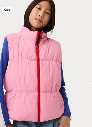 Детская двусторонняя жилетка marks & spencer в расцветке pink  red c водоотталкивающим эффектом /0000h/
