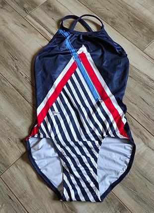 Спортивний суцільний купальник speedo l (d 40 / gb 36), синій в смужку