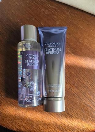 Парфюмированный мист и лосьон для тела victoria’s secret platinum berries объемом