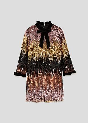 Сукня zara studio з паєтками й бархатними вставками