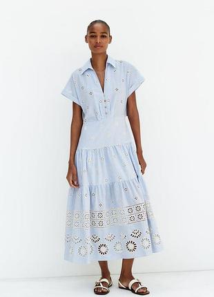Сукня міді з вишикою zara - xl маломірить