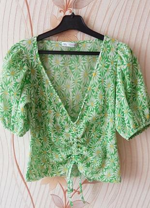 🌼 блуза zara из фактурной ткани,s