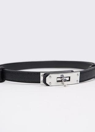 Тонкий жіночий ремінь у стилі hermes kelly, чорний