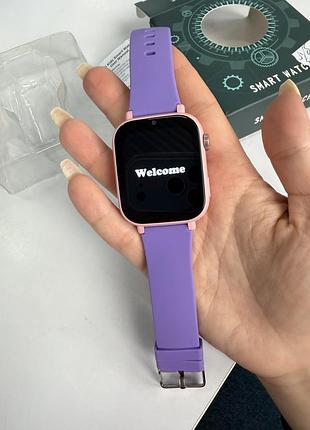 Детские смарт-часы smart watch 4g gps wi-fi с видеозвонками розово-фиолетовый | без зарядного кабеля| легкий б/в