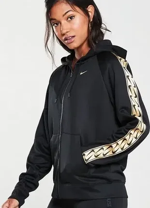 Nike (xs/s) nsw zip hoodie logo жіноча кофта спортивна чорна на лампасах