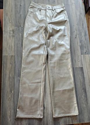 Брюки брюки экокожа silver металлик