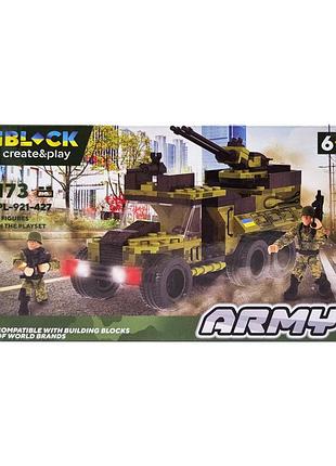 Дитяча конструкторська набірка «армія» iblock pl-921-427, тип 2 — 172 деталі, військові транспортні засоби, багатокольоровий пласт