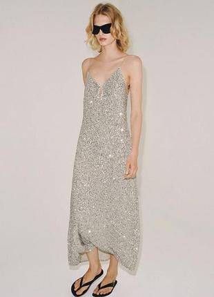 Сукня жіноча срібна з блискітками zara new
