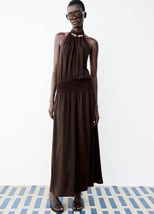 Сукня жіноча коричнева з бісером zara new
