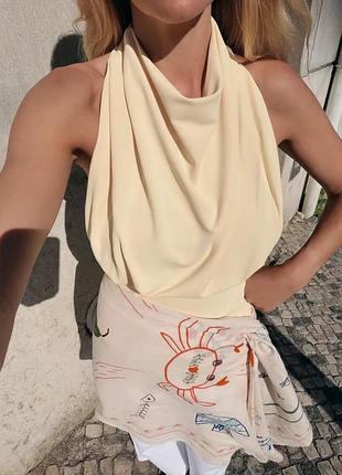 Топ жіночий жовтий драпований zara new
