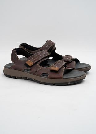 Сандалі чоловічі шкіряні clarks brixby shore коричневі на липучках розмір 46