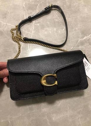 Сумка женская coach черная кнопка акция скидка распродаж длинная ручка