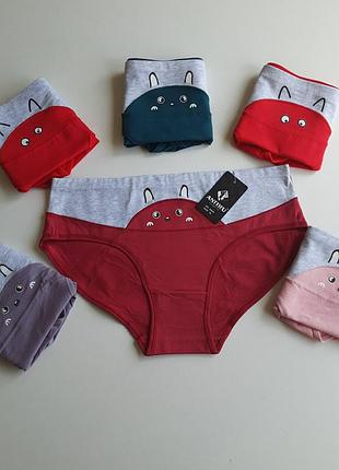 Труси (6шт) anttifu xl бавовняні 48-50 трусики сліпи жіночі антіфу  "мордочки"