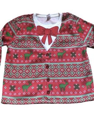 Новорічний різдвяний светр світшот жіночий для фотосесії merry christmas з оленем олень червоний (новорічний малюнок) ґудзики