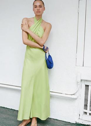 Лляна яблучна сукня жіноча zara new