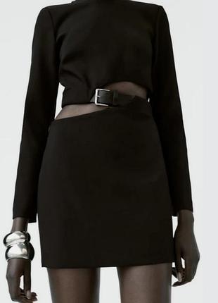 Платье короткое zara с разрезами на талии