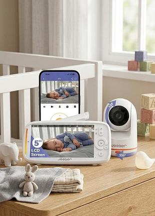 Беспроводная видеоняня jeeber vb805pro smart monitor 5" lcd с поворотной камерой 330° и app-дополнителем