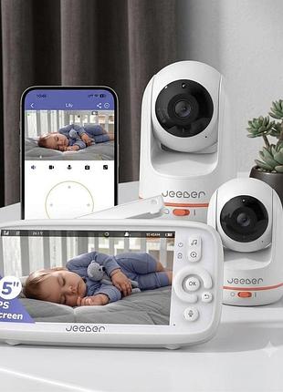 Видеоняня jeeber vb805pro smart monitor (2 камеры, 5 дюймов экран, app control, ночное видение)