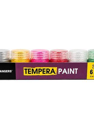 Tempera glitter art rangers pt24.06015.a, набор водорастворимой блестящей краски, 6 цветов, по 15 мл каждый
