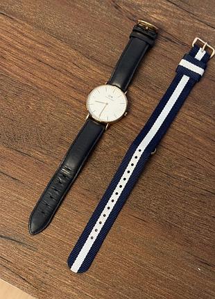 Годинник daniel wellington rose gold 36мм з 2 ремінцями