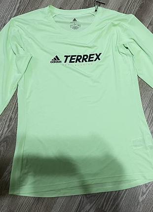 Лонгслив adidas terrex tx trail longsl в салатовом цвете.