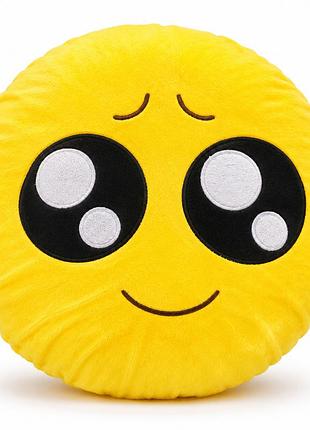 Мягкая декоративная подушка emoji смайлик 30 см круглая плюшевая, подушка-игрушка эмоджи для детей и взрослых