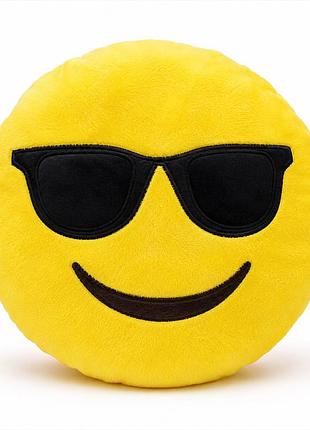 Мягкая декоративная подушка emoji смайлик 30 см круглая плюшевая, подушка-игрушка эмоджи для детей и взрослых, emoji «крутий»