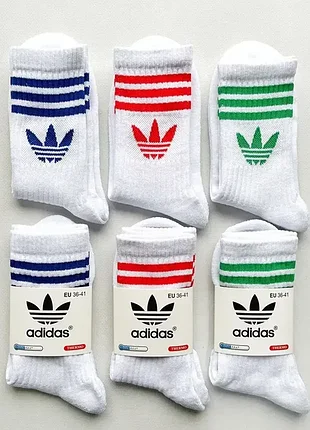 Різнокольорові махрові шкарпетки adidas | носки • 12 пар - 320грн