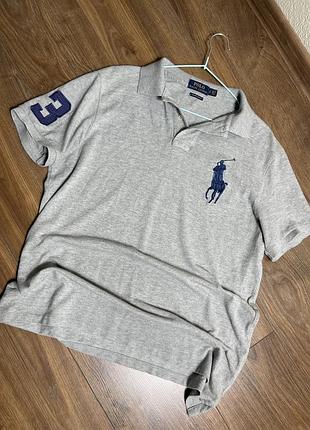 Чоловіче сіре  поло polo ralph lauren