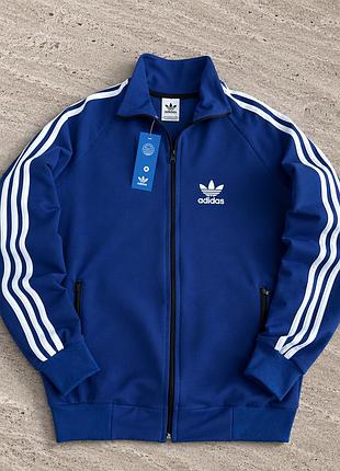 Синя кофта adidas на блискавці, олімпійка адідас без капюшона на осінь, зіпка адідас для чоловіків l