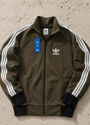 Кофта adidas хаки на молнии, олимпийка адидас на весну с лампасами, качественная спортивная кофта для мужчин xl