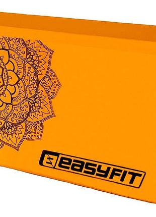 Блок (кирпич) для йоги easyfit eva 1 шт оранжевая опора для растяжки йоги и пилатеса (ef-1819-o)