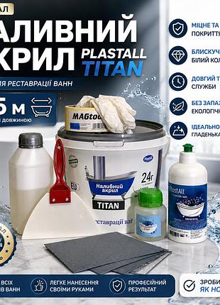 Рідкий наливний акрил plastall titan 1.5 м з набором для реставрації ванн оригінал